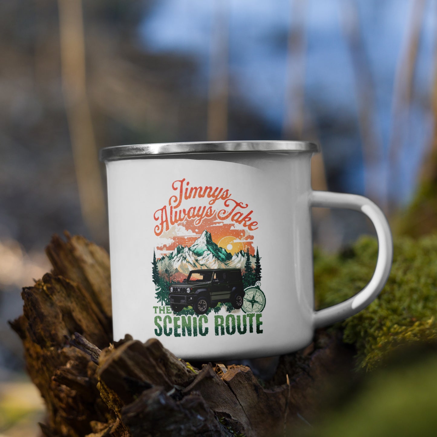 Jimnys Always Take The Scenic Route (Jungle Green)- Enamel Mug