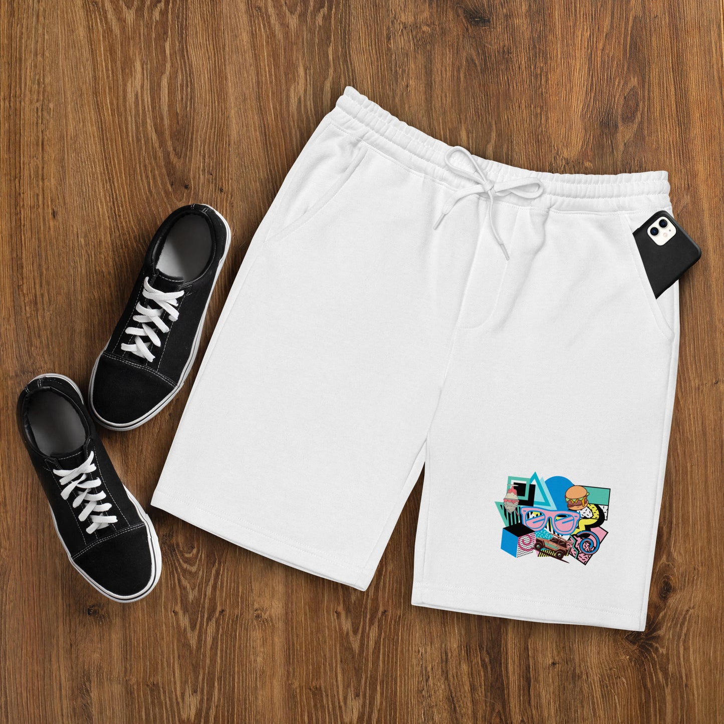 Retro 90s styled Men's fleece shorts- design 3