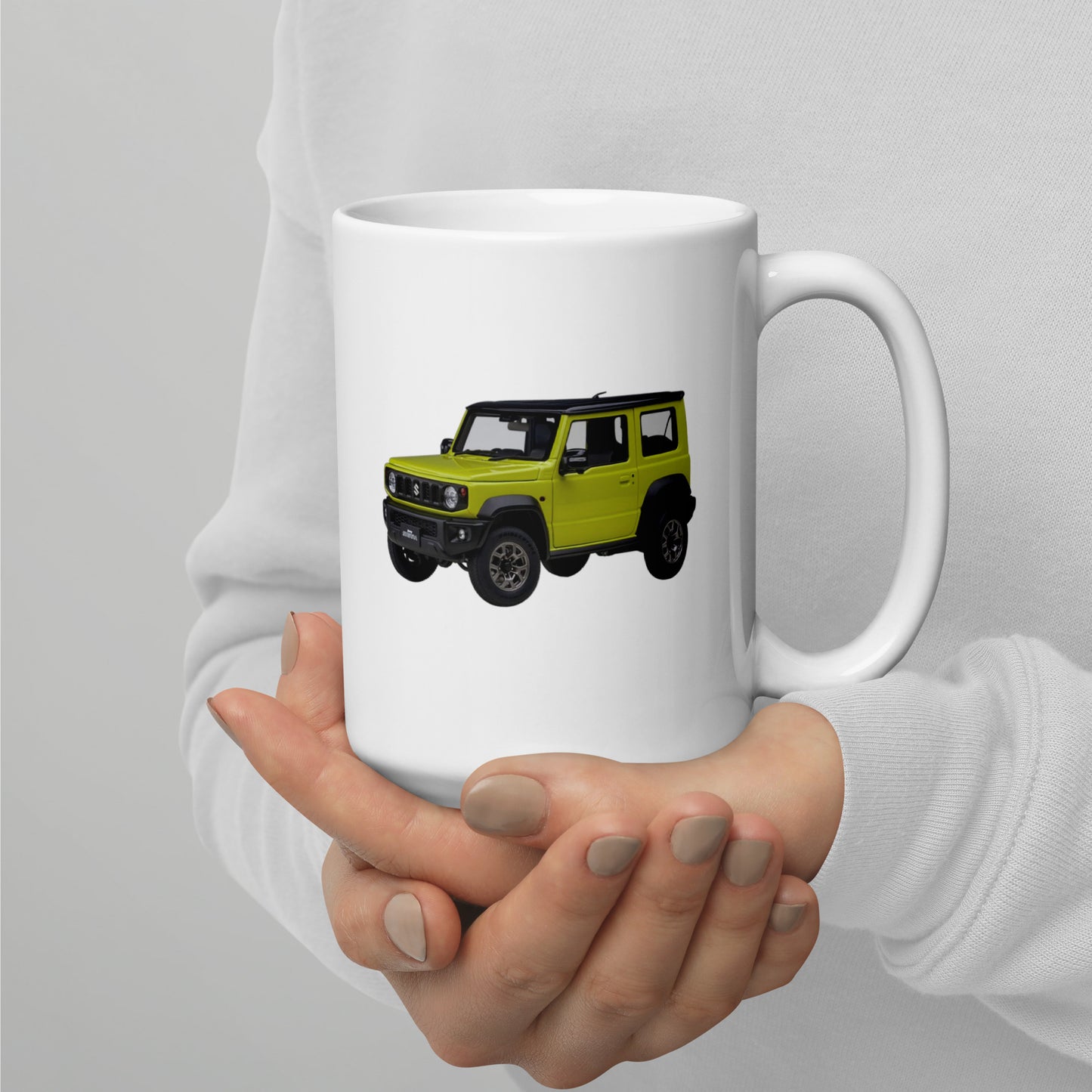 White Ceramic Jimny Mug (Kinetic Yellow)