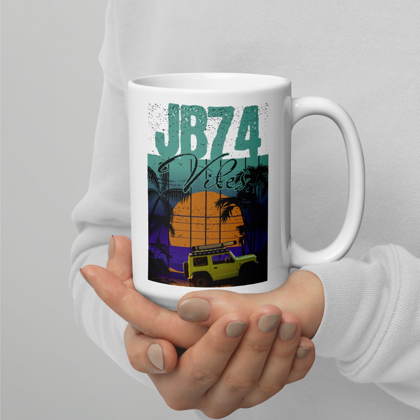 White Jimny Sunset Adventure Mug- Explore The Horizon
