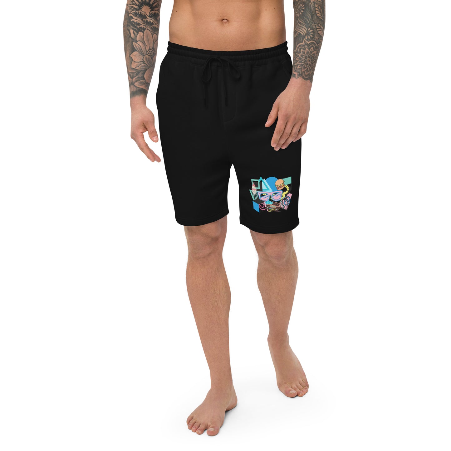 Retro 90s styled Men's fleece shorts- design 3