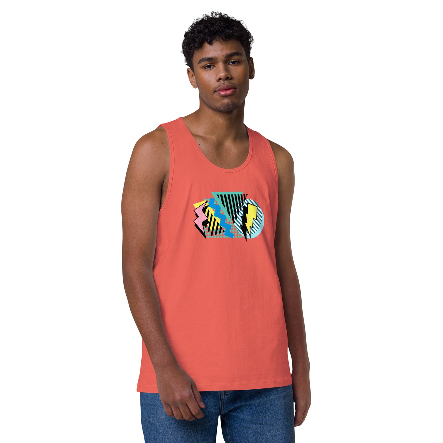 Retro 90s styled Men’s premium tank top with design 1