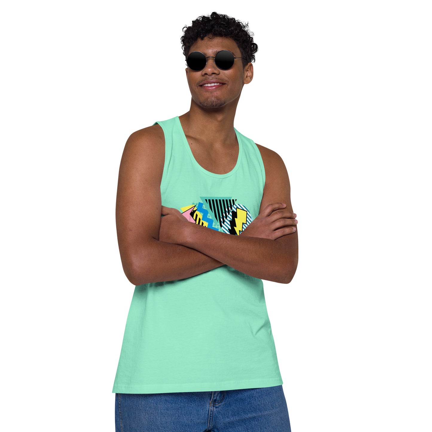 Retro 90s styled Men’s premium tank top with design 1