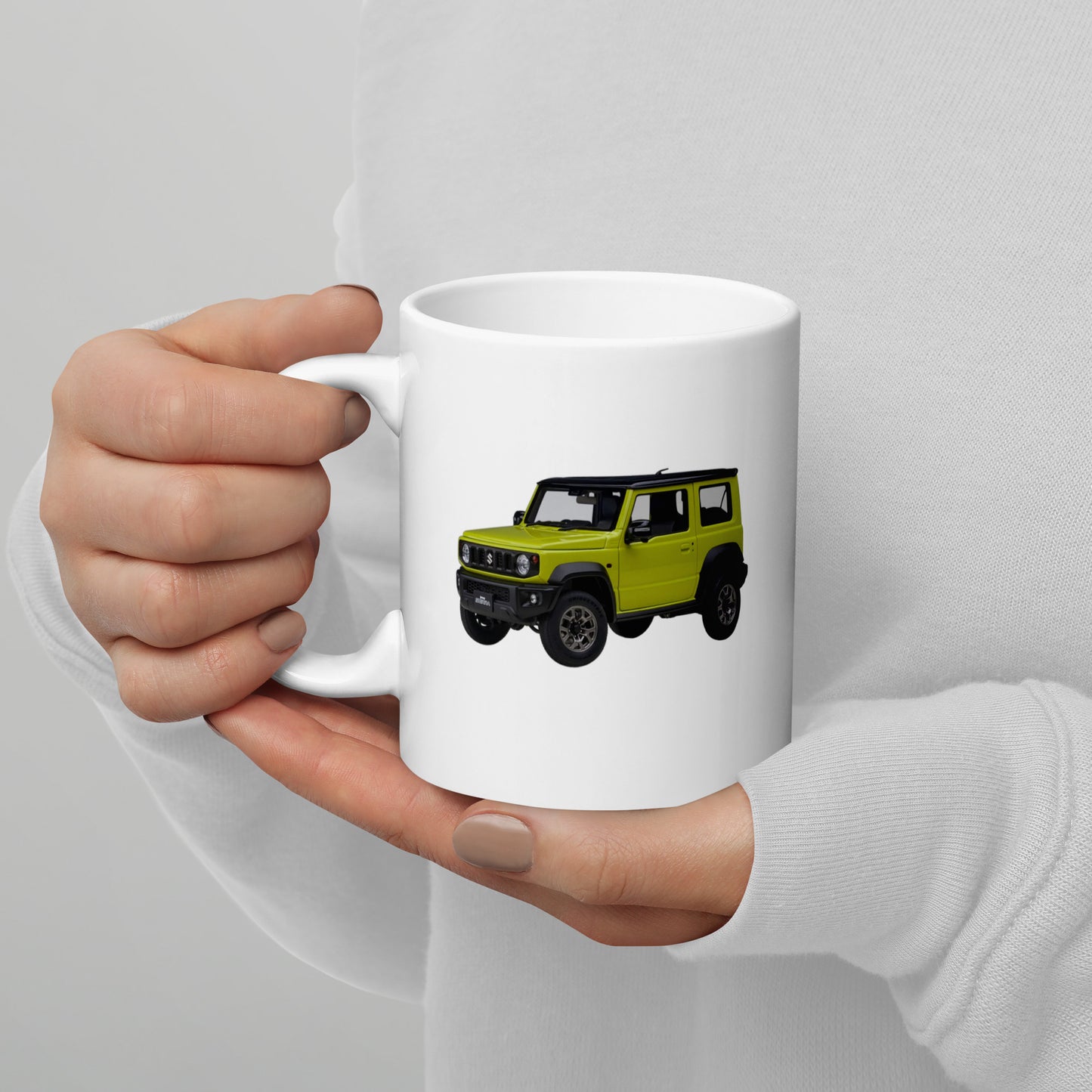 White Ceramic Jimny Mug (Kinetic Yellow)