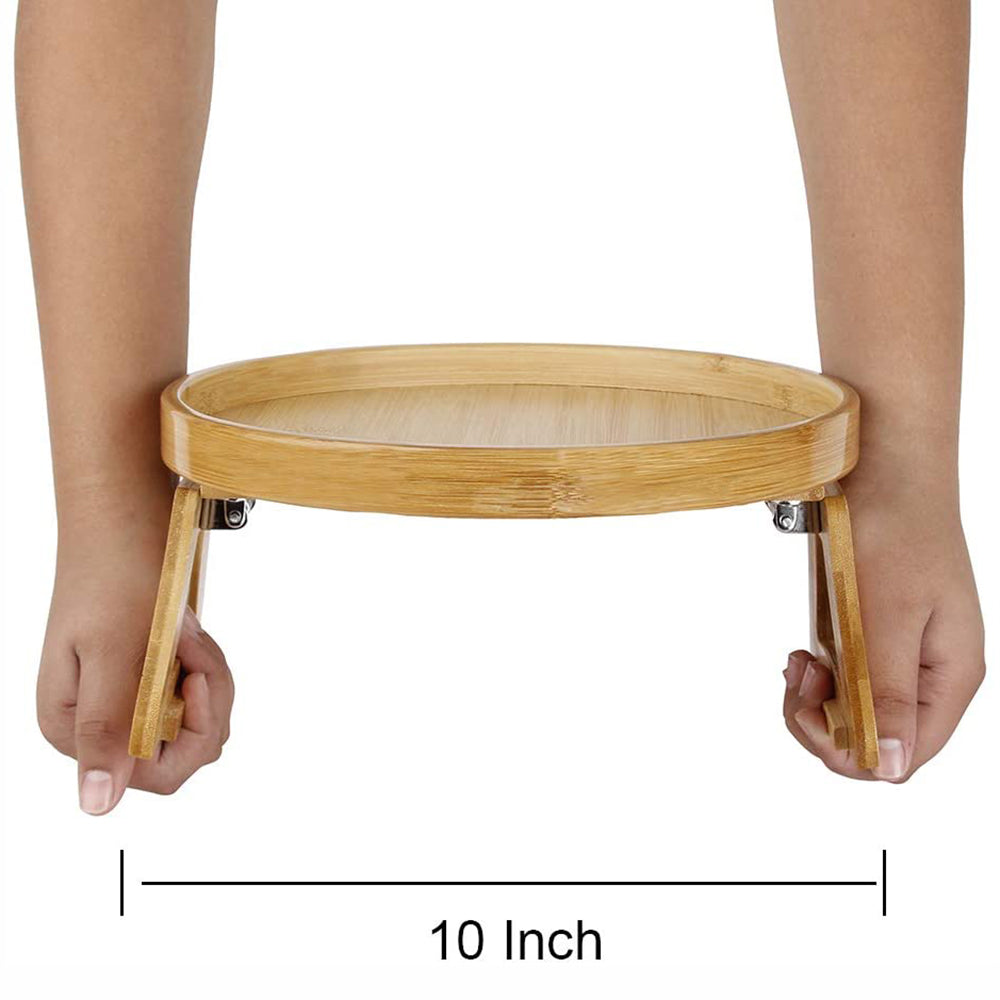Table à bras de canapé à plateau à clipser pour canapés larges. Table à plateau avec accoudoirs de canapé, table TV portable et tables d'appoint pour petits espaces. Table à bras de canapé stable pour manger et boire (bambou à grain de bois)